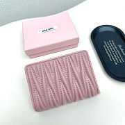 Colestore Miu Miu Matelassé Leather Small Wallet Pink 13.5x9.5x3.5cm - 2