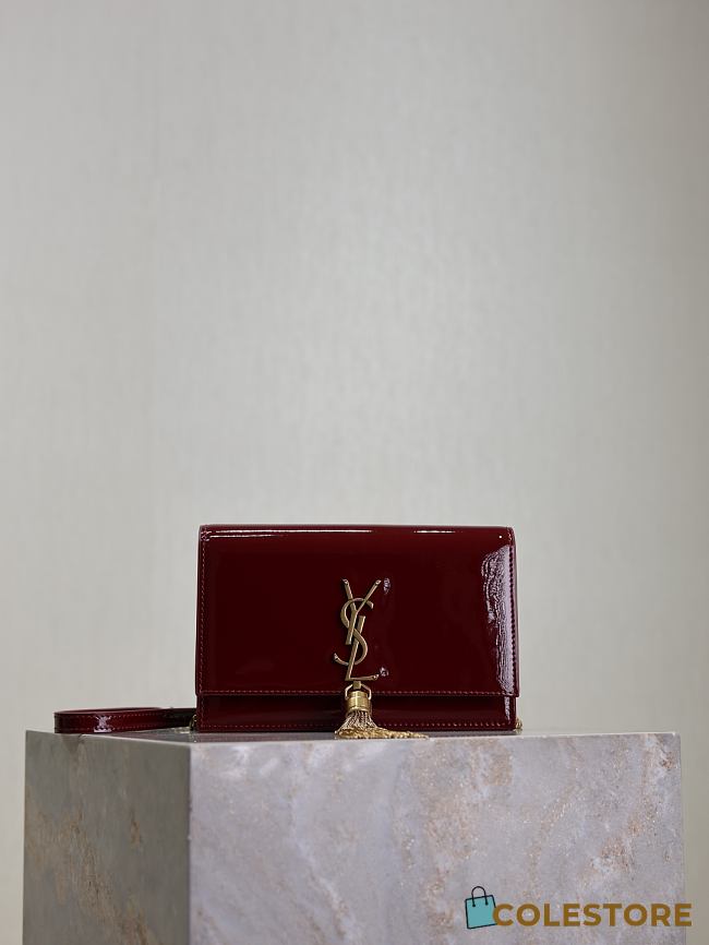 Colestore YSL Cassandre Kate Tassel Leather Wallet On Chain Wine Red 19x12.5x4cm - 1