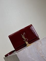 Colestore YSL Cassandre Kate Tassel Leather Wallet On Chain Wine Red 19x12.5x4cm - 5