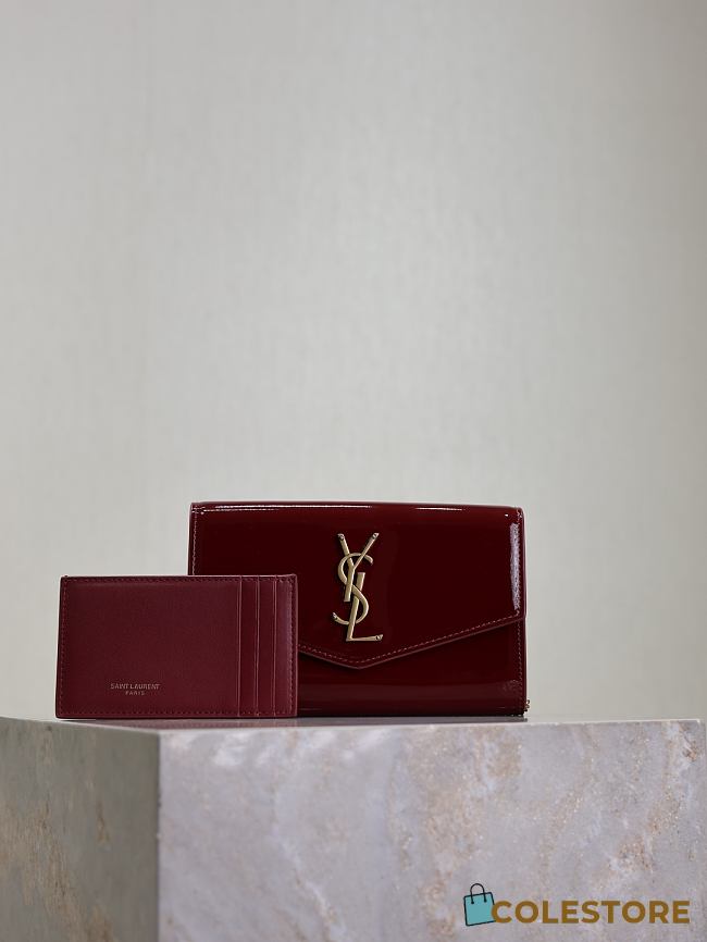 Colestore YSL Saint Laurent Portemonnaie In Kuvertform Mit Cassandre Wine Red 19x12x4cm - 1