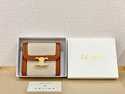 Colestore Celine Small Flap Wallet Triomphe In Textile And Calfskin 11x10x5cm - 1