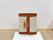 Colestore Celine Small Flap Wallet Triomphe In Textile And Calfskin 11x10x5cm - 5