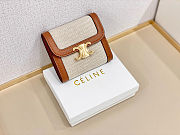 Colestore Celine Small Flap Wallet Triomphe In Textile And Calfskin 11x10x5cm - 3