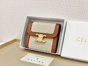 Colestore Celine Small Flap Wallet Triomphe In Textile And Calfskin 11x10x5cm - 2