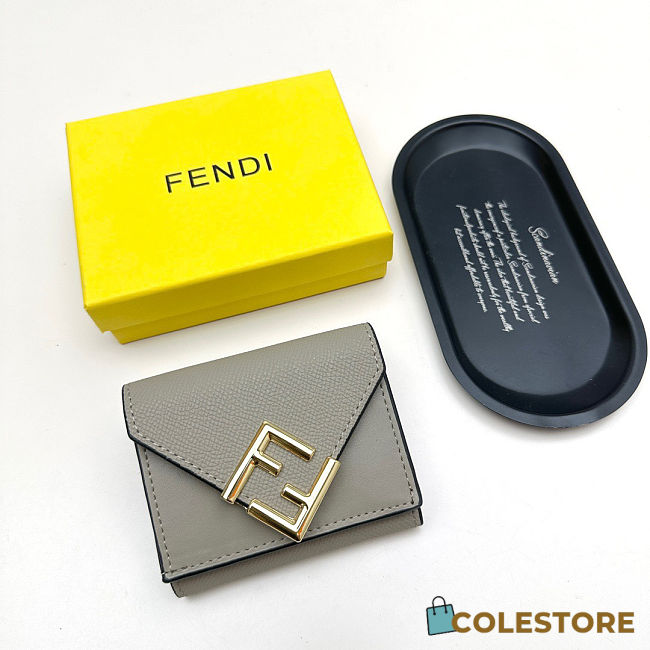 Colestore Fendi FF Diamond Wallet Leather Gray 11x9x3cm - 1