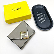 Colestore Fendi FF Diamond Wallet Leather Gray 11x9x3cm - 5