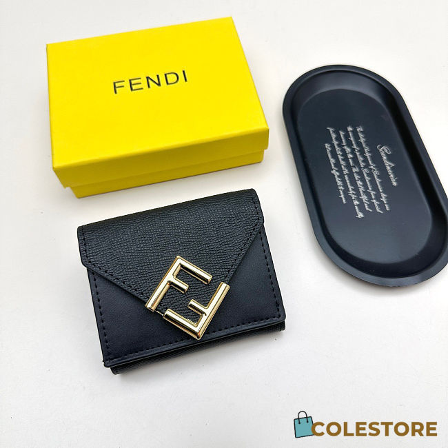 Colestore Fendi FF Diamond Wallet Leather Black 11x9x3cm - 1