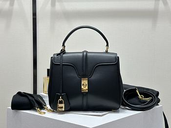 Colestore Celine Classique 16 Bag In Natural Calfskin Black 23x18x10cm