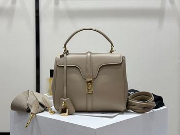 Colestore Celine Classique 16 Bag In Natural Calfskin Light Stone 23x18x10cm