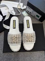 Colestore Chanel Tweed Chain Slides White - 1