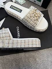 Colestore Chanel Tweed Chain Slides White - 6
