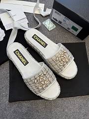 Colestore Chanel Tweed Chain Slides White - 5