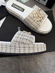 Colestore Chanel Tweed Chain Slides White - 3