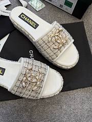 Colestore Chanel Tweed Chain Slides White - 2
