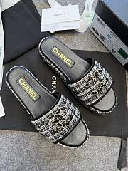 Colestore Chanel Tweed Chain Slides Black - 2
