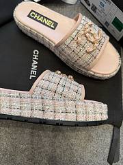 Colestore Chanel Tweed Chain Slides Pink - 6