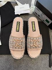 Colestore Chanel Tweed Chain Slides Pink - 5