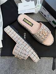 Colestore Chanel Tweed Chain Slides Pink - 2