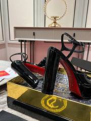 Colestore Christian Louboutin Women's Black Patent Leather Ankle-Strap Pumps - 6