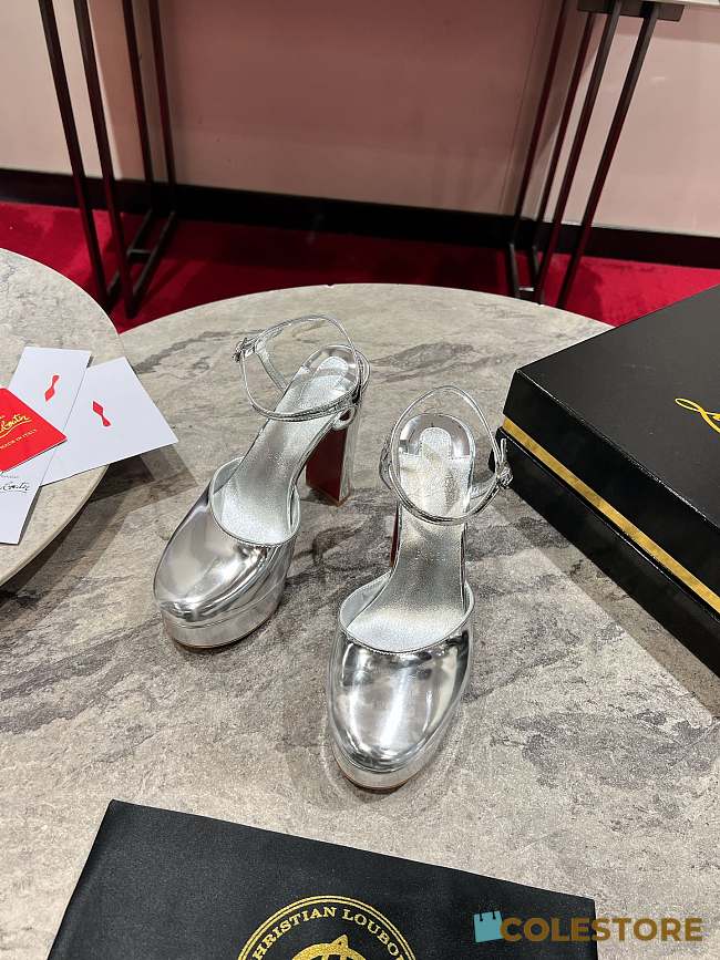 Colestore Christian Louboutin Women's Sliver Patent Leather Ankle-Strap Pumps - 1