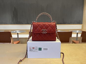 Colestore Chanel 25S Cross Handle Kelly Chain Bag Red 11.5x14.5x5.5cm