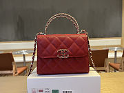 Colestore Chanel 25S Cross Handle Kelly Chain Bag Red 11.5x14.5x5.5cm - 2