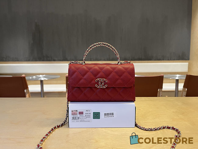 Colestore Chanel 25S Cross Handle Kelly Chain Bag Red18x10x4.5cm - 1