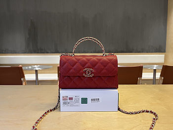 Colestore Chanel 25S Cross Handle Kelly Chain Bag Red18x10x4.5cm