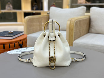 Colestore Chloé Small Bracelet Backpack In Grained White Leather 22x20x10.5cm