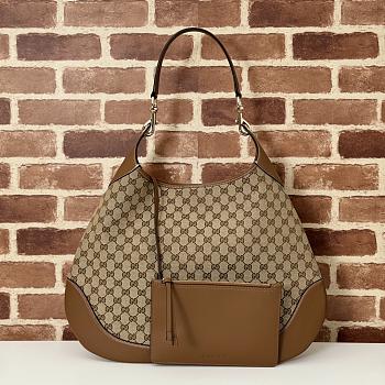 Colestore Gucci B Maxi Shoulder Bag Beige and dark brown Canvas 49x46x4cm