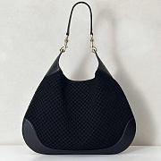 Colestore Gucci B Shoulder Bag in Black GG Suede 49x46x4cm - 5