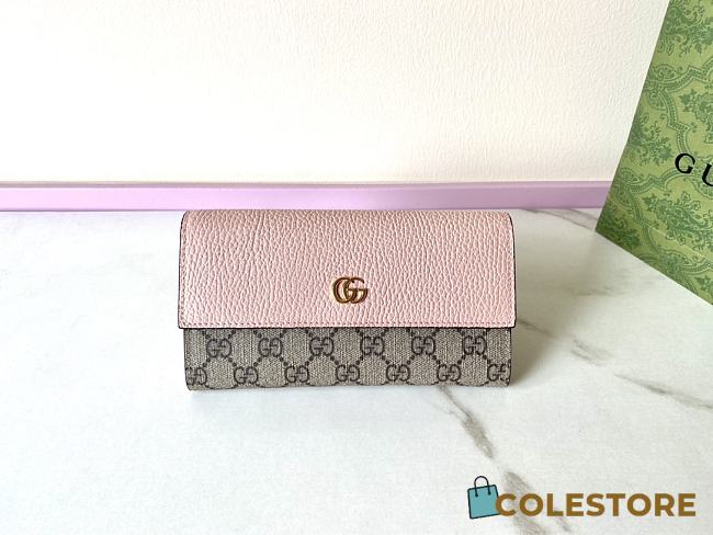 Colestore Gucci GG Supreme Continental Wallet Pink 19x10x5cm - 1