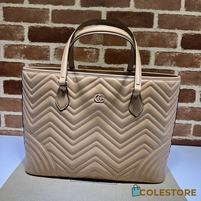 Colestore Gucci Beige Matelasse Leather Large GG Marmont Tote 38x5x29x14cm - 1