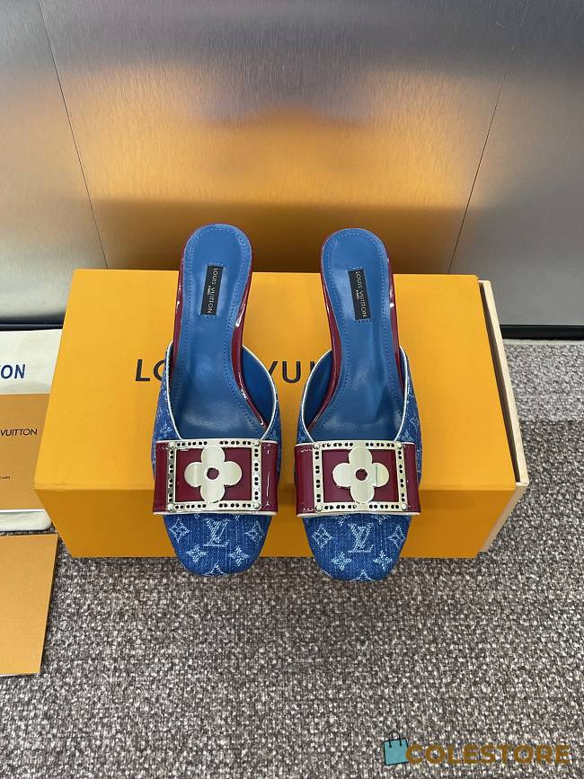 Colestore Louis Vuitton Jelly-Colored Kitten Mule Blue Denim - 1