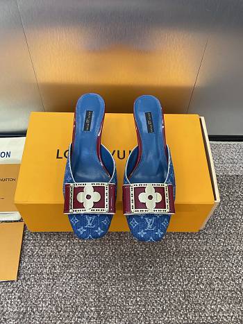 Colestore Louis Vuitton Jelly-Colored Kitten Mule Blue Denim