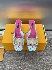 Colestore Louis Vuitton Jelly-Colored Kitten Mule White Pink - 1