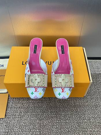 Colestore Louis Vuitton Jelly-Colored Kitten Mule White Pink