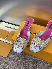 Colestore Louis Vuitton Jelly-Colored Kitten Mule White Pink - 4