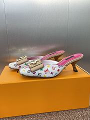 Colestore Louis Vuitton Jelly-Colored Kitten Mule White Pink - 3
