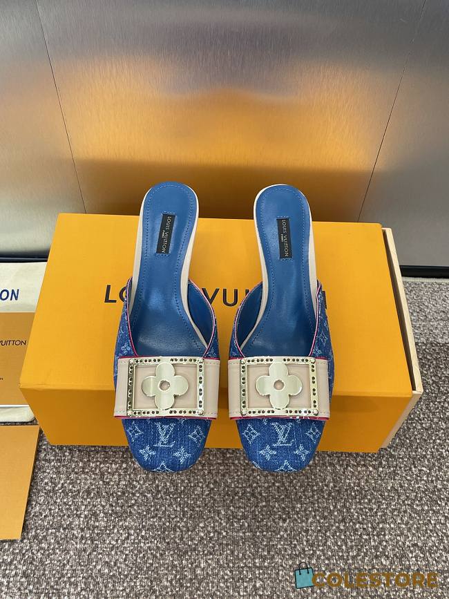 Colestore Louis Vuitton Jelly-Colored Kitten Mule Denim - 1