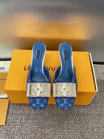 Colestore Louis Vuitton Jelly-Colored Kitten Mule Denim