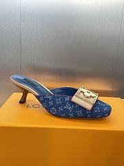 Colestore Louis Vuitton Jelly-Colored Kitten Mule Denim - 5
