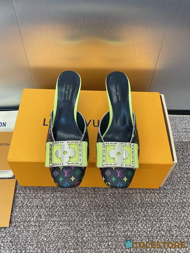 Colestore Louis Vuitton Jelly-Colored Kitten Mule Black green - 1
