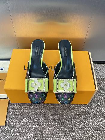Colestore Louis Vuitton Jelly-Colored Kitten Mule Black green