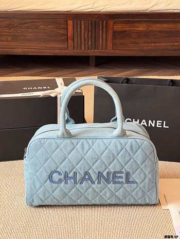 Colestore Chanel Sports Line Boston Bag Blue 35x20cm