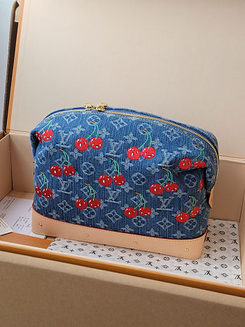 Colestore Louis Vuitton LV x TM Cosmetic Pouch GM Monogram Cherry Denim 27 x 18 x 9cm