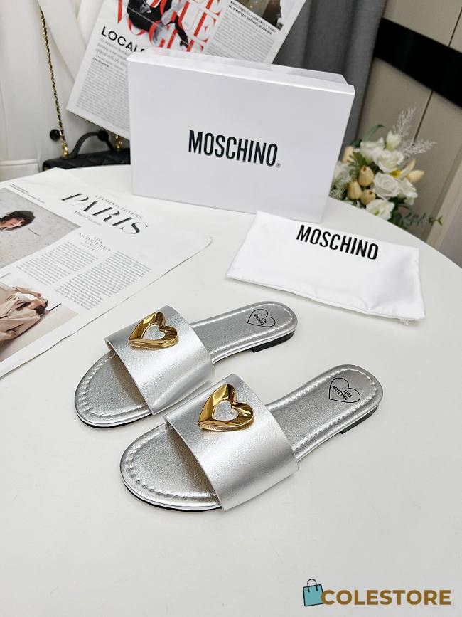 Colestore Love Moschino Silver Slide sandals - 1