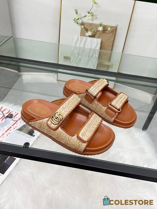 Colestore Gucci Sandal With Double G in Brown - 1
