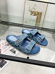 Colestore Gucci Sandal With Double G in Blue Denim - 4