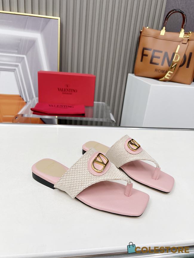 Colestore Valentino Sandal With Logo in Pink - 1